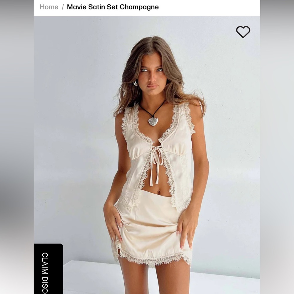 NWT Princess Polly Maive Satin Set Champagne